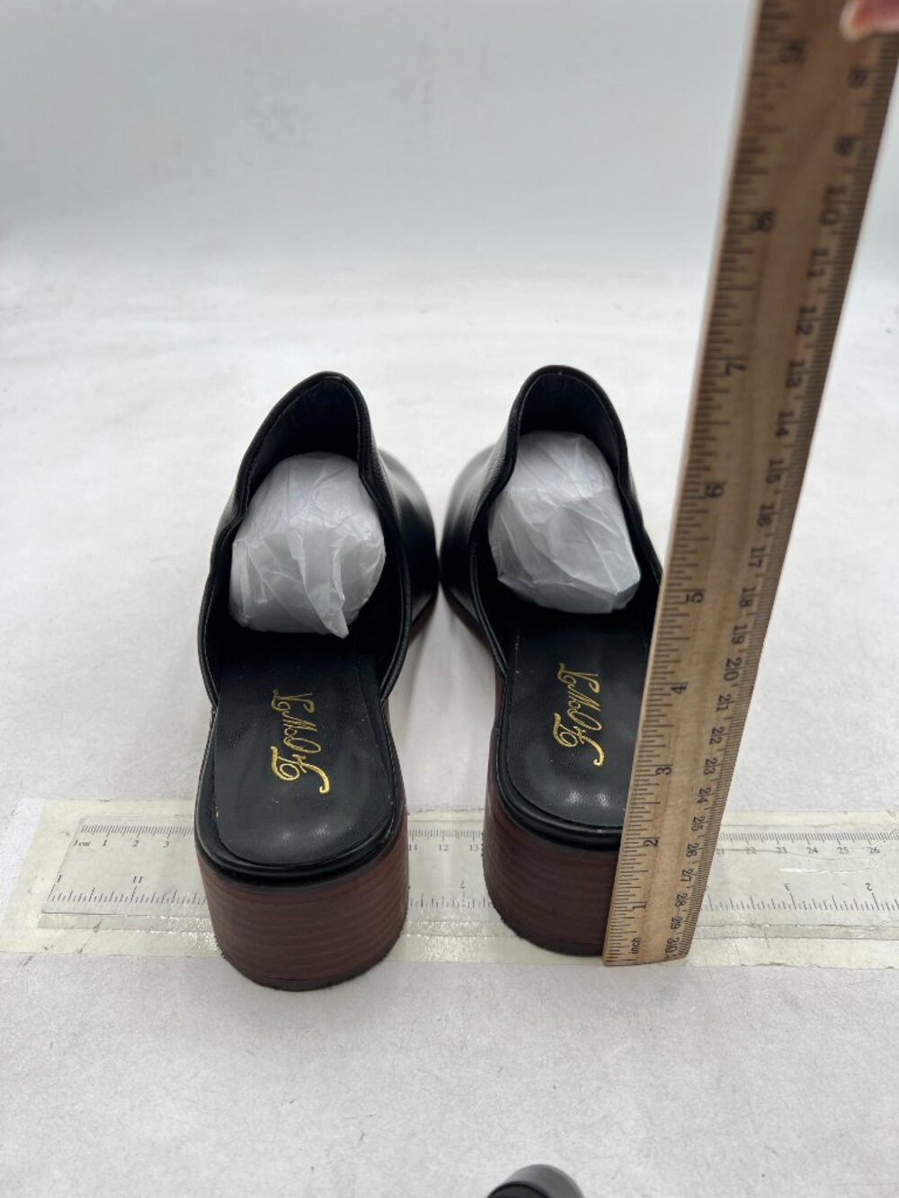 FOWT Black Closed Toe Mules Slip On Retro Loafer Low Chunky Heel Slides Slippers - Picture 5 of 8